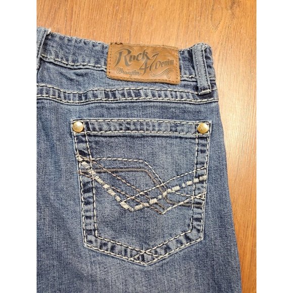 Rock 47 by Wrangler Mens 33 X 36 Boot Cut Mens Western Embroidered Jeans. - Picture 3 of 9